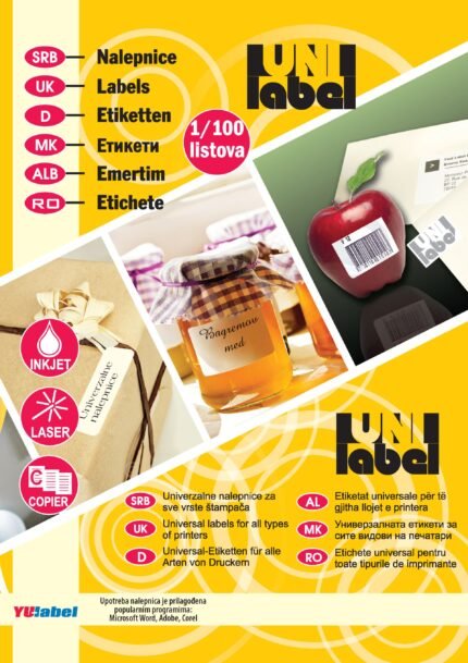 Nalepnica A4 bela                           30x15mm       100 lista                                              UL102
